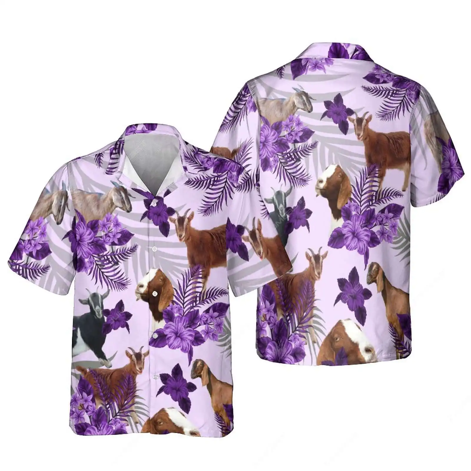 

Jumeast Tropical Goat Men Shirts Horse Sheep Rooster Beach Hawaiian Shirt Raccoon Blouses Graphic American Flag Youth Clothes