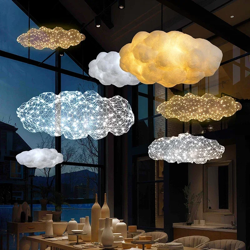 Lámpara de nube flotante moderna, luces colgantes para restaurante de Hotel, iluminación de Bar de oficina, diseño artístico, luminaria LED de luz suspendida