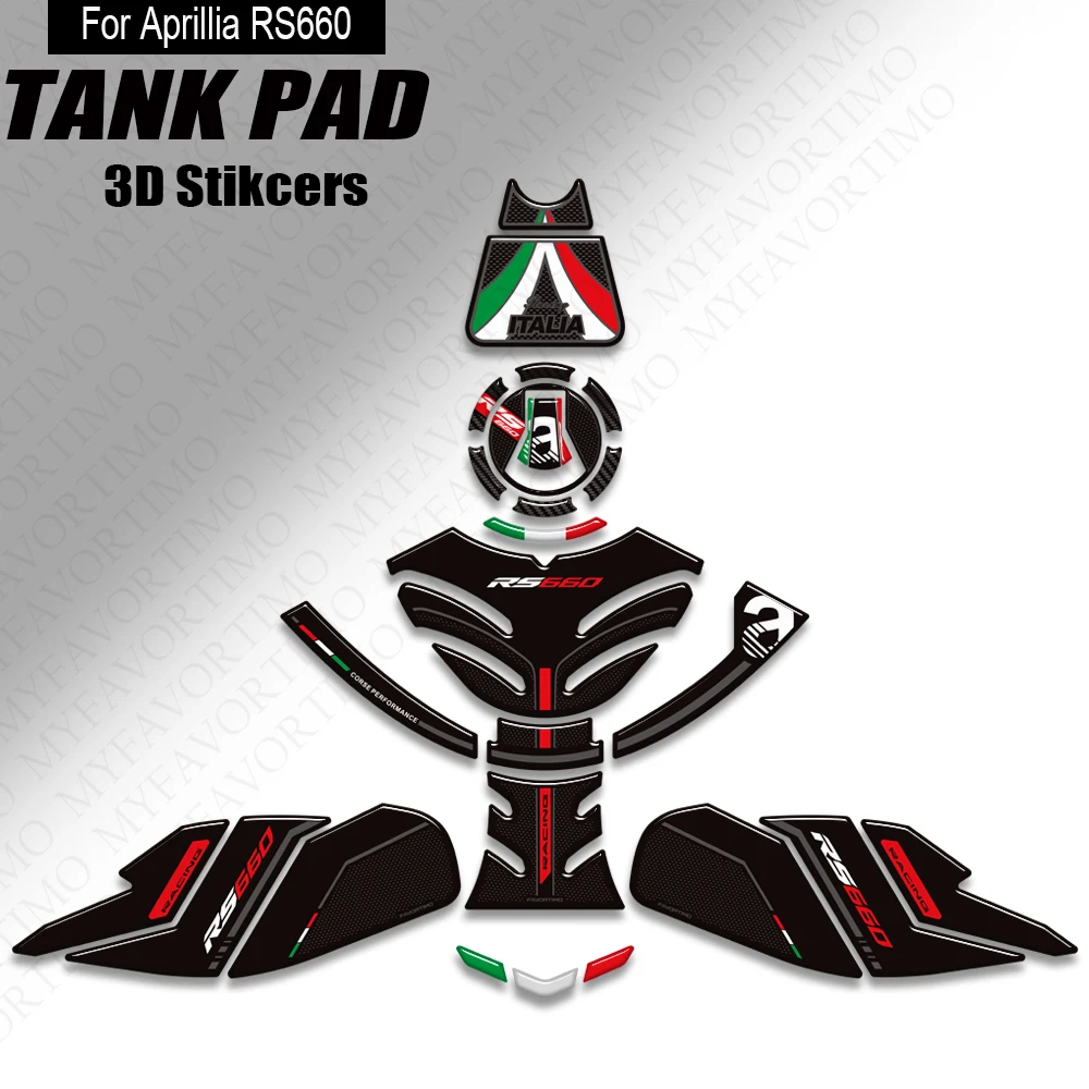 Per Aprilia RS660 Rilievo del serbatoio TankPad Manopole Gas Olio combustibile Ginocchio Carena Parafango Adesivi Protezione RS 660 Tappo serbatoio moto Decalcomanie
