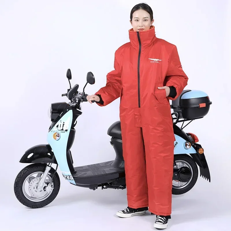 NEW Winter Waterproof Windproof All-in-One Suit Motorcycle Riding Warm Thickened Plush Riding Cold-proof Clothing Skiing Suits