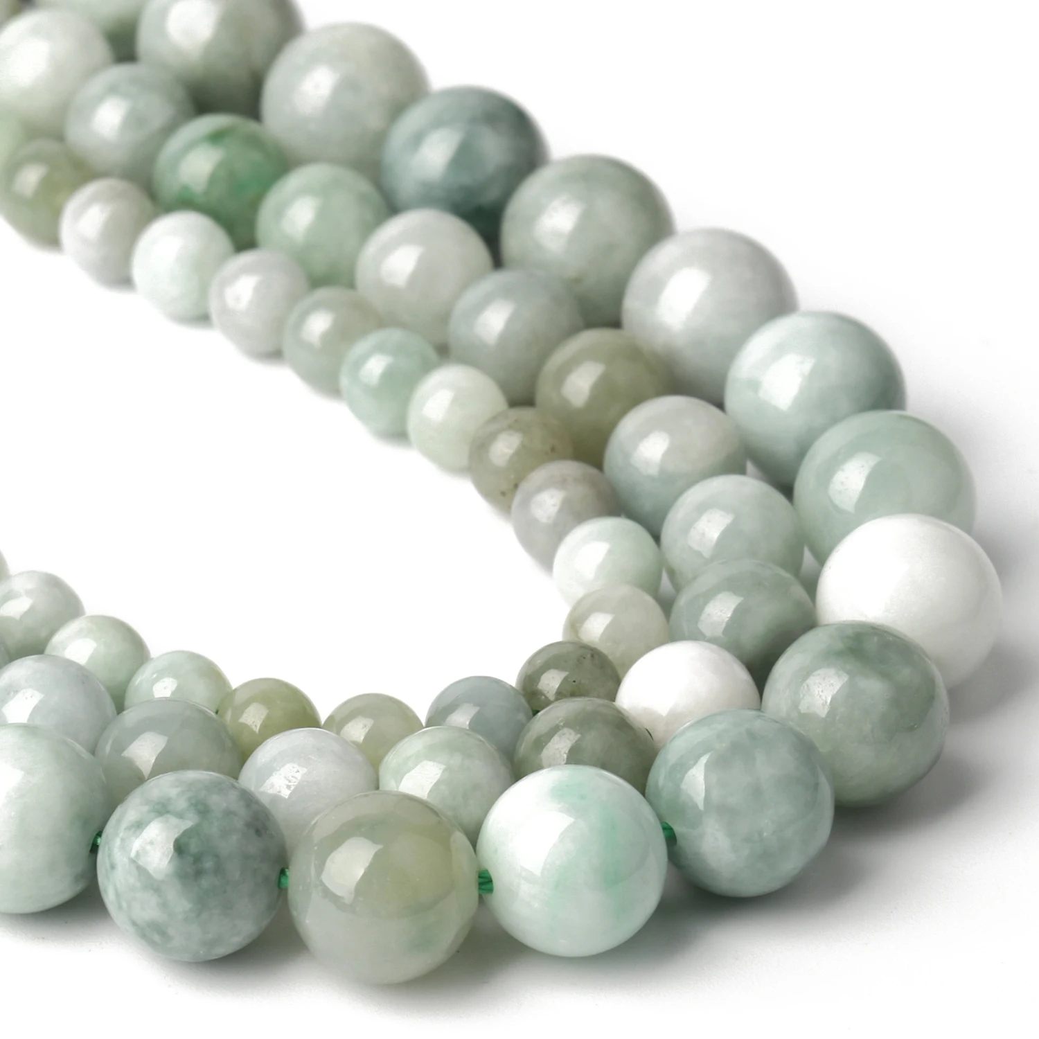 6/8/10mm High Quality Natural Stone Burmese Jade Beads Round Loose Spacer Beads for Jewelry Making DIY Charms Bracelets 7.5/15\'\'