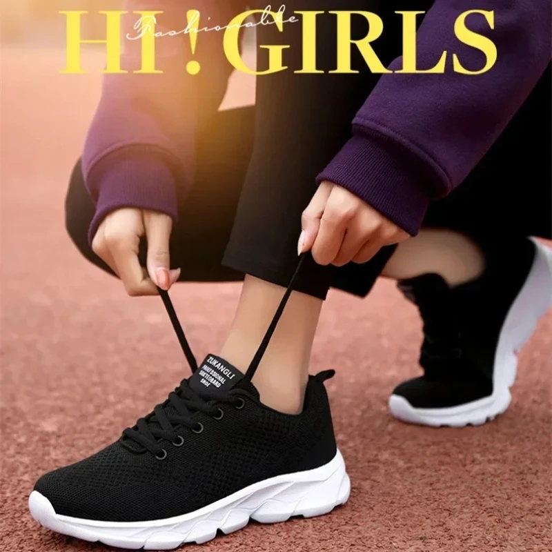 2025 Summer Women Fashion Sport Shoes Casual Ladies Breathable Walking Mesh Flat Sneakers Student Light Running Tenis Masculino
