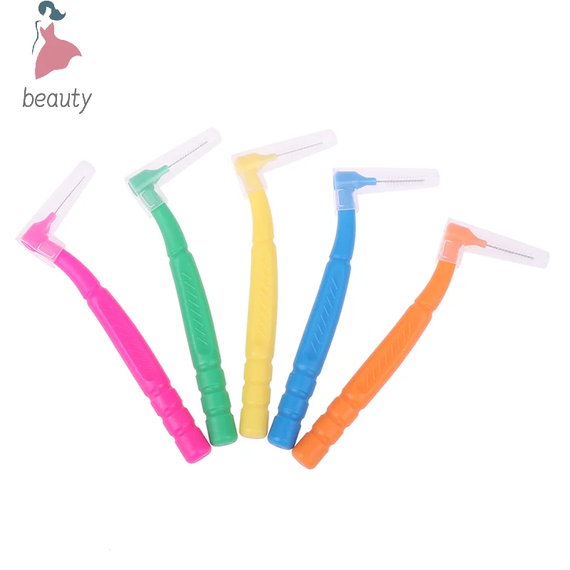 Cepillos de ortodoncia en forma de L, cepillo Interdental, limpieza entre dientes, Mini cepillo de dientes, viaje portátil, 10 piezas