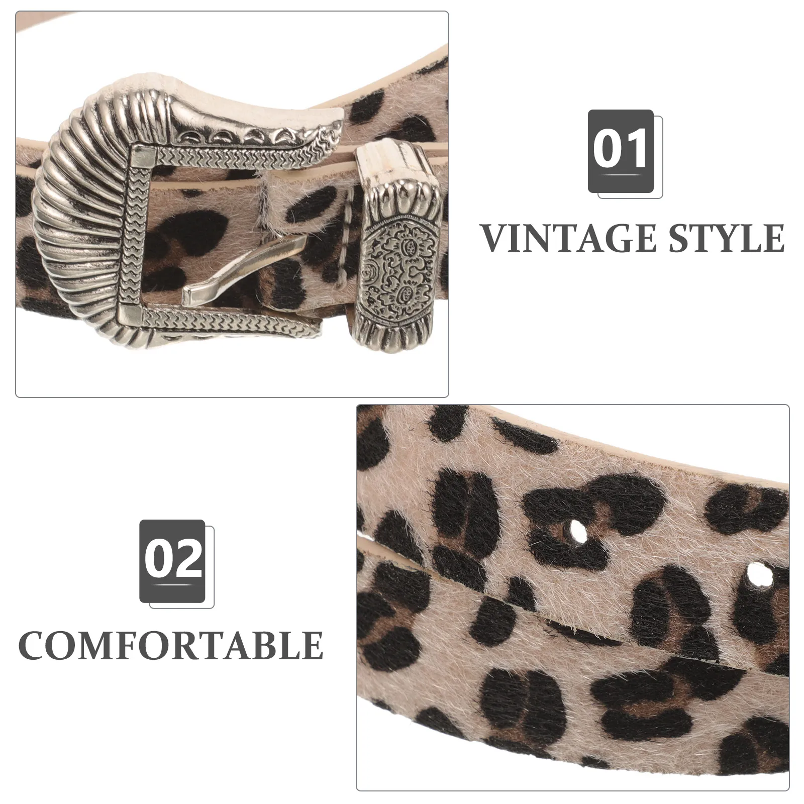 

Retro Leopard Print Belt for Women Dress Waist Belts Vintage Style Western Metal Belts Unique Fashion Accessories