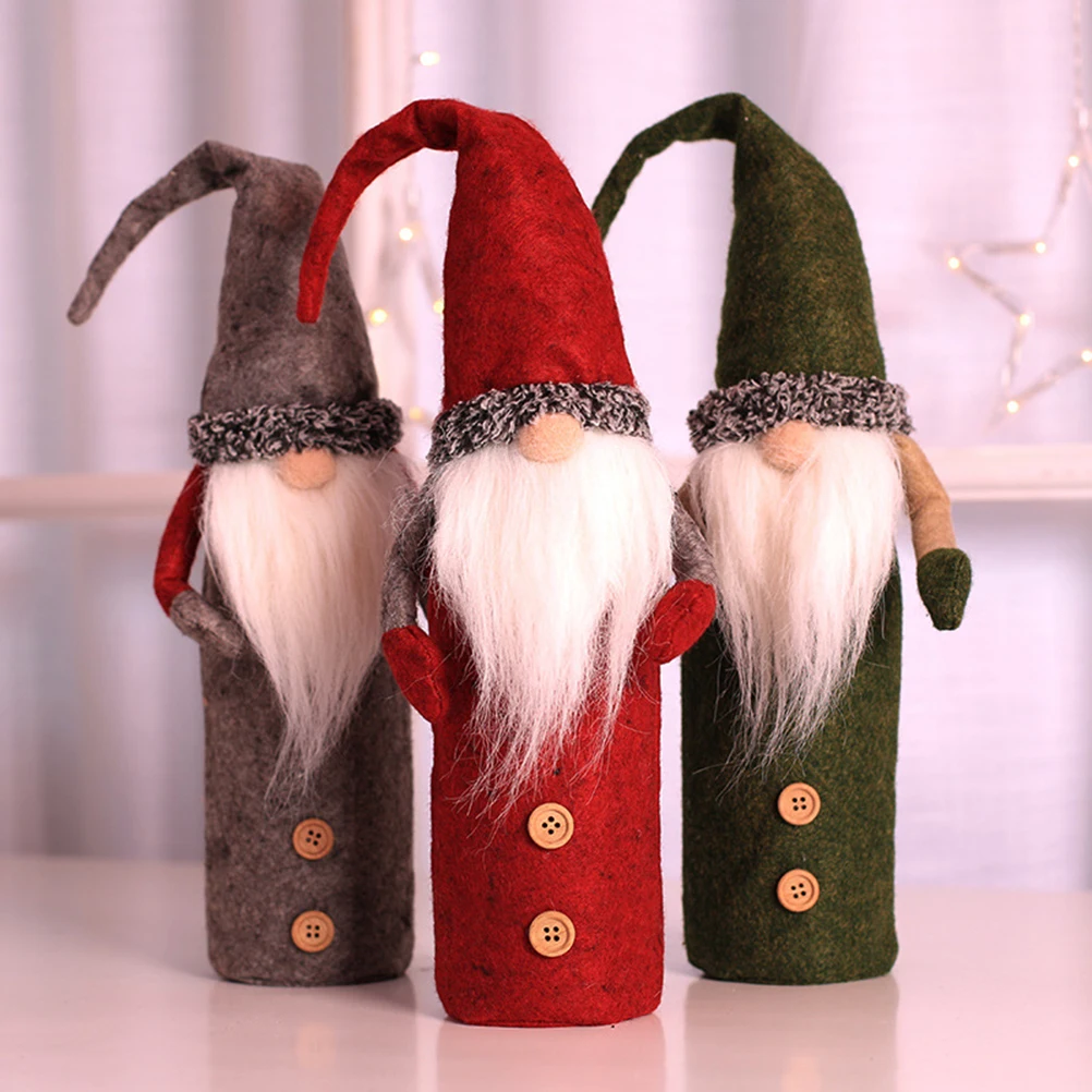 

Bottle Cover Christmas Decoration Santa Claus Sweater Holiday Party Tableware Wrapper Bright Color Festive