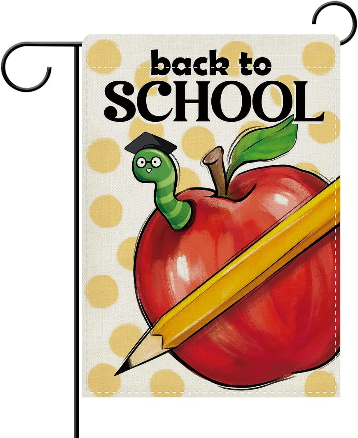 Dyrenson Back to School Apple Decorative Garden Flag, First Day of School Pencil Classroom Yard Outside Home Decoration, Pol cci