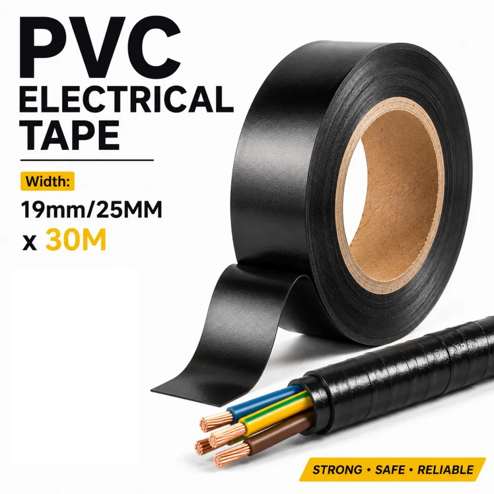 PVC Electrical Insulation Tape Flame Retardant Waterproof Self Adhesive for Home Industrial Use Wire Protection Tape19/25mmx30M