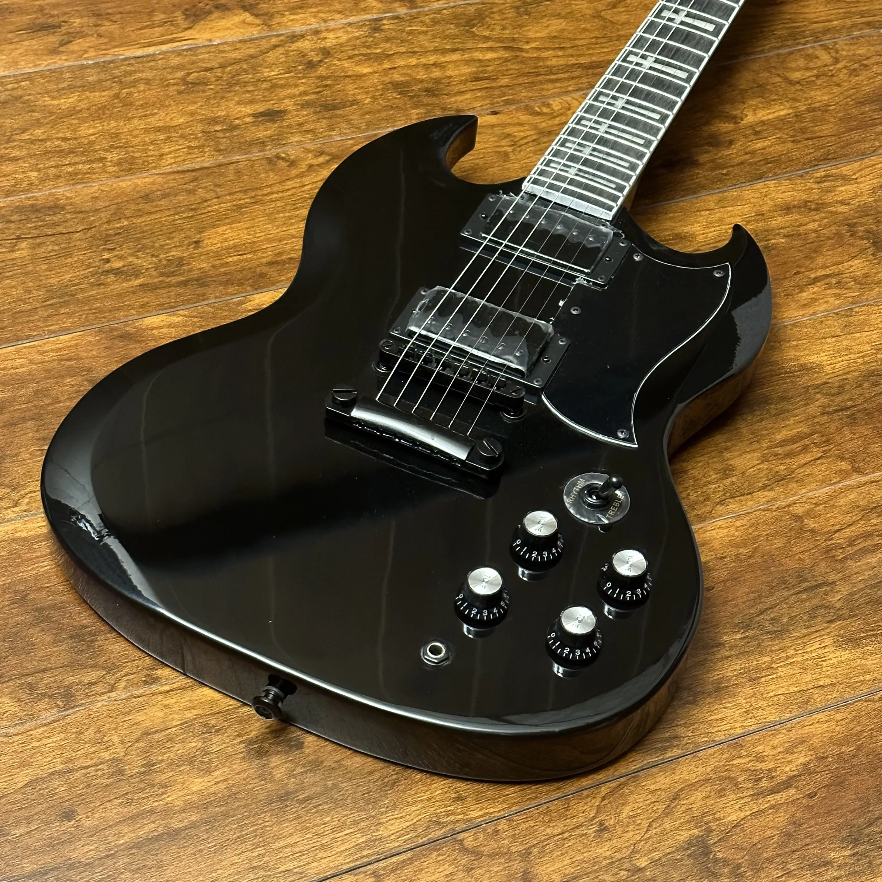 Hot Sale SG Electric Guitar cross Inlaid Fingerboard Black Mahogany Body Rosewood Fretboard black hardware Free Shipping