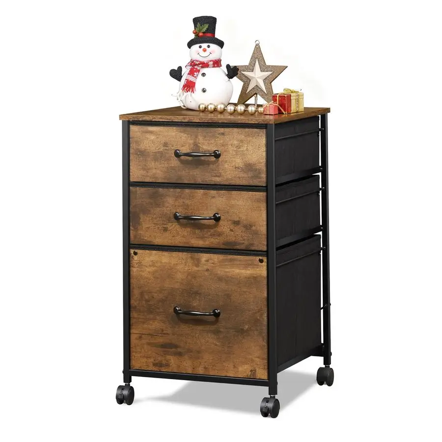 

Mobile File Cabinet, Rolling Printer Stand with 3 Drawers, Fabric Vertical Filing Cabinet fits A4 or Letter Size for Home Office
