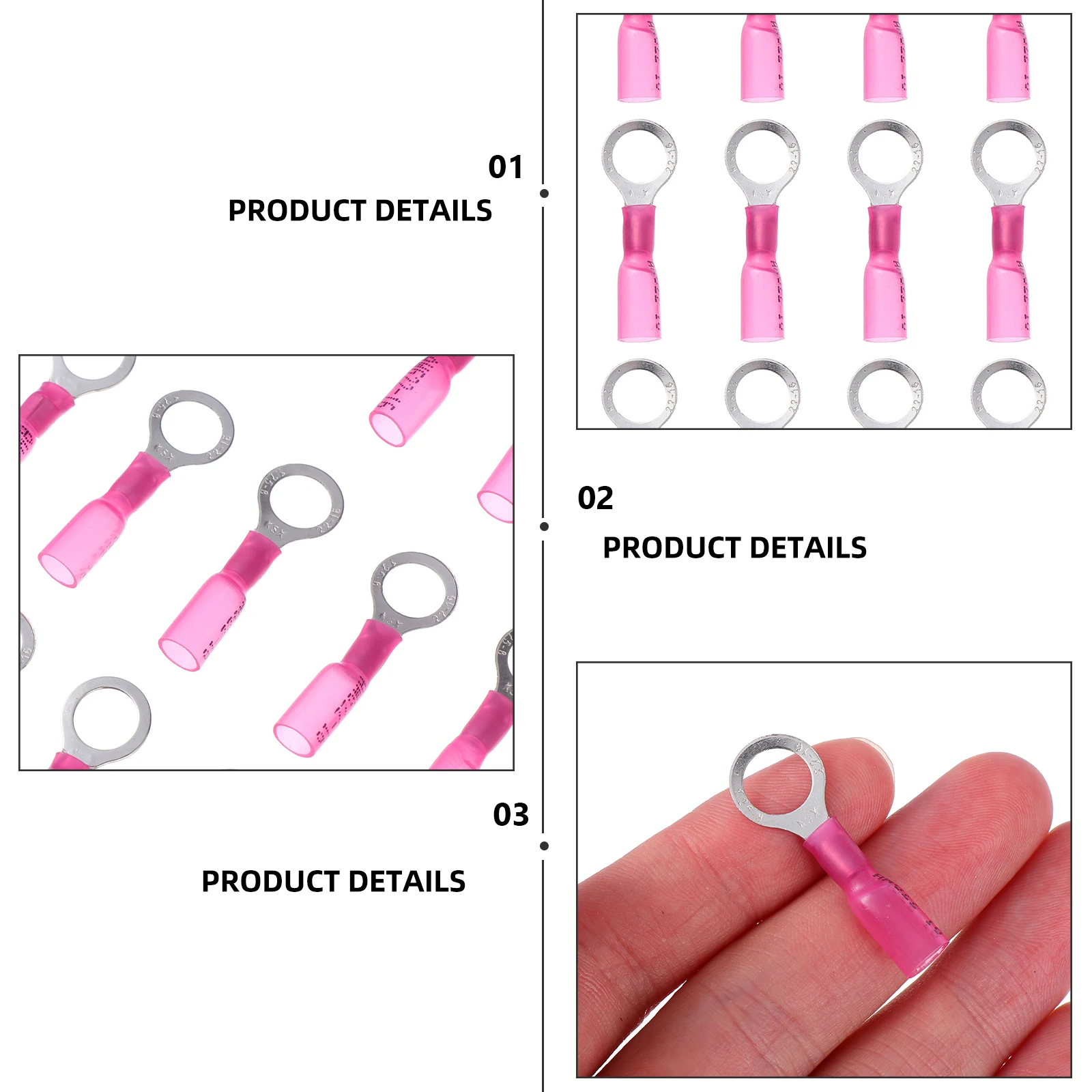 

50pcs Ring Terminals Heat Shrink Wire Connector Insulated Crimp Terminal Quick Splice Red Plastic Copper Barrel Waterproof