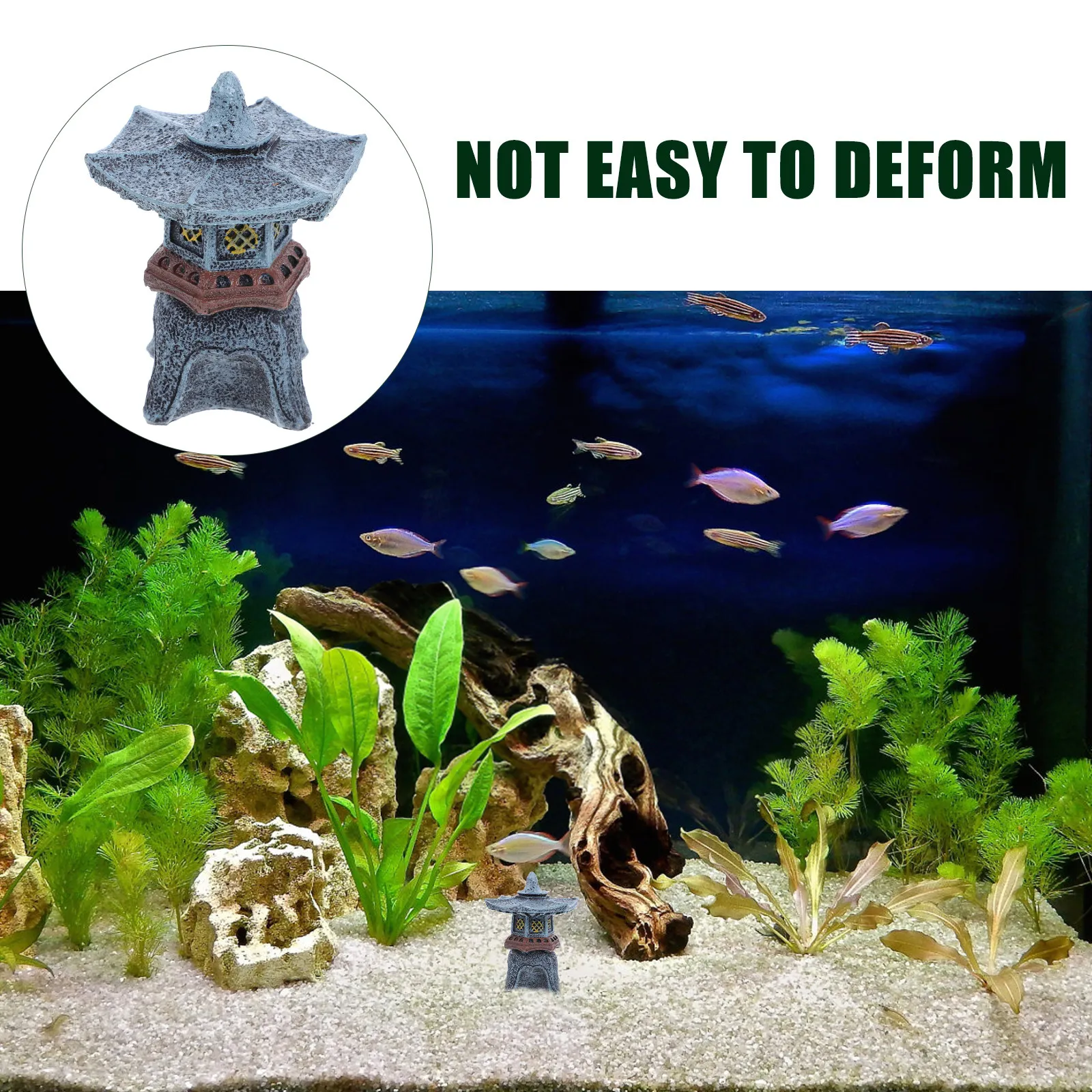 Resin Japanese Lantern Pagoda Garden Sculpture Outdoor Indoor Decor for Bonsai Aquarium Micro Landscape Terrarium Mini Pagoda