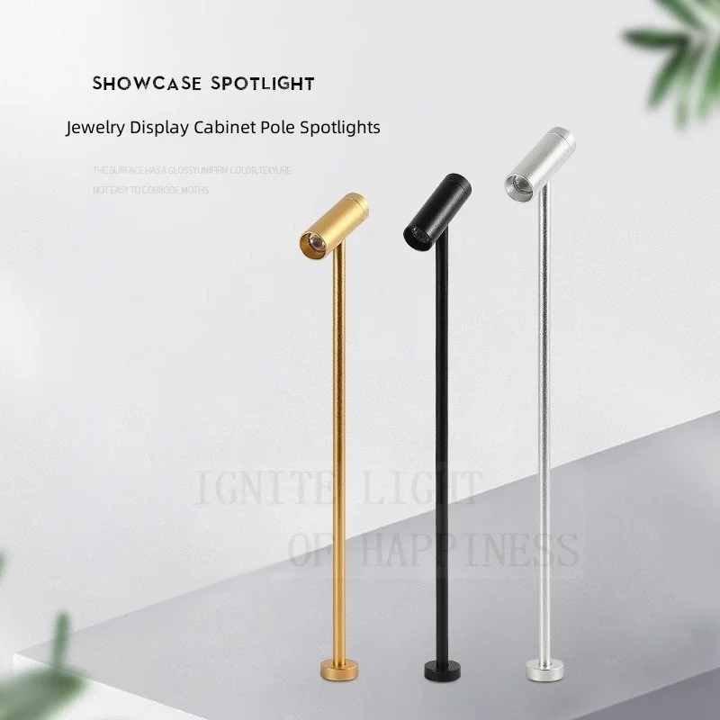 

Led Jewelry Counter Spotlight Straight Stick Jade Showcase Display 1W Vertical Pole Small Spotlight Lamp Gold/Silver/Black