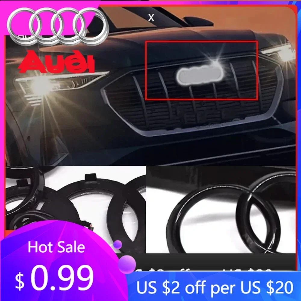 

Hub Caps Hot 2025 27.3cm Black Emblems For AUDI Badge Light 4D AUDI Grille Light White LED Grills Badge Light For AUDI A5 A3