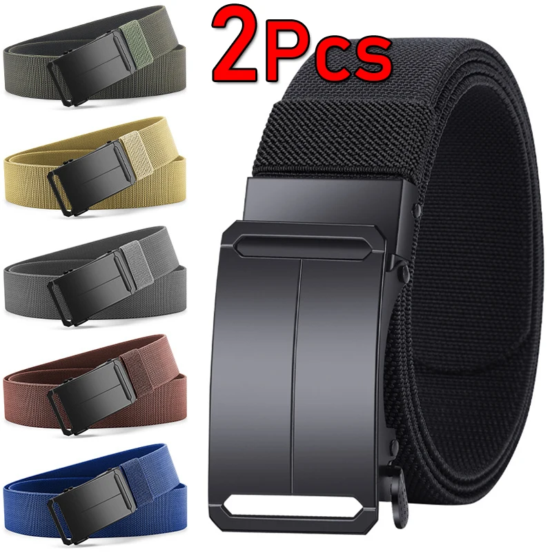 Stretch Tactical Belt Quick Release Metal Buckle Nylon Canvas Elastic Military Belts Casual Outdoor Training Hunting Waist Belt