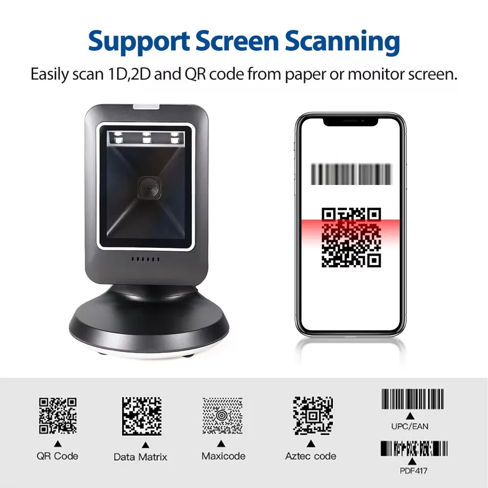 

Desktop QR Code Reader – High-Quality Barcode Scanning Device Supporting 2D and 1D Barcodes