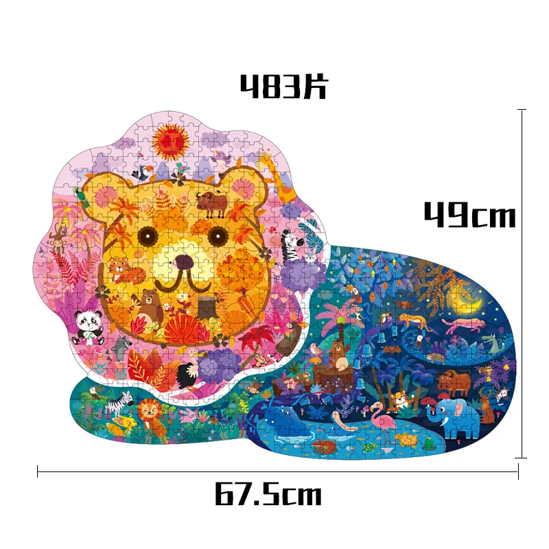 Dzieci Montessori zabawne puzzle gra 3D drewniany dinozaur lew delfin układanka papierowa wczesna edukacja dla dorosłych Puzzle artystyczne zabawki