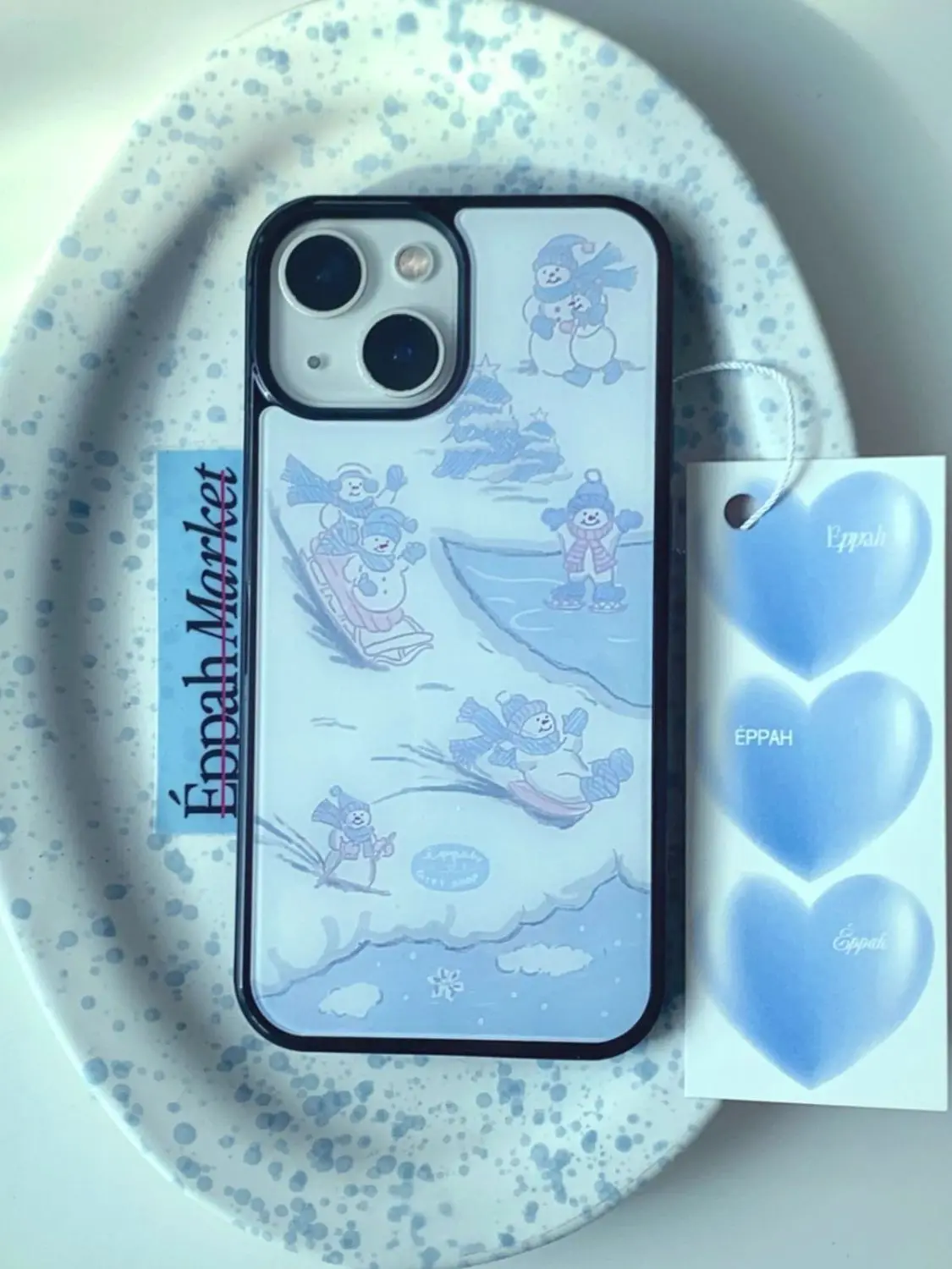 Funda de teléfono de fundición de resina con bonito muñeco de nieve de nicho coreano para esquiar árbol de Navidad para iPhone 17 16 15 14 13 11 Pro Max Air Plus Y2K