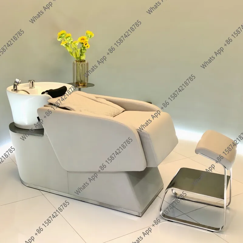 

Элитная парикмахерская мойка-кровать для салонов красоты, полулежачая, с керамической раковиной, массажная, для мытья головы
