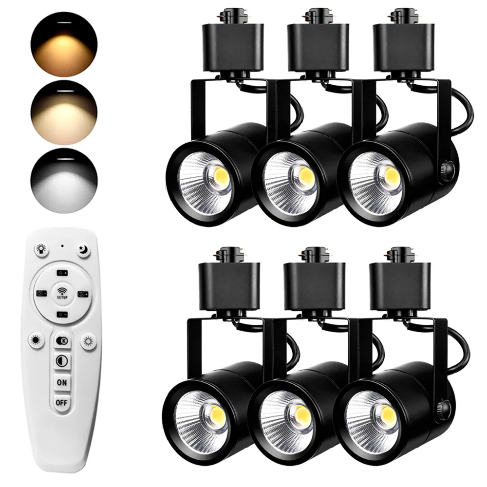 Aladin 6PCS 2.4G Telecomando Inifite Regolazione della temperatura del colore Illuminazione a binario a LED Faretto a soffitto Sistema di binario a 3 fili tipo H