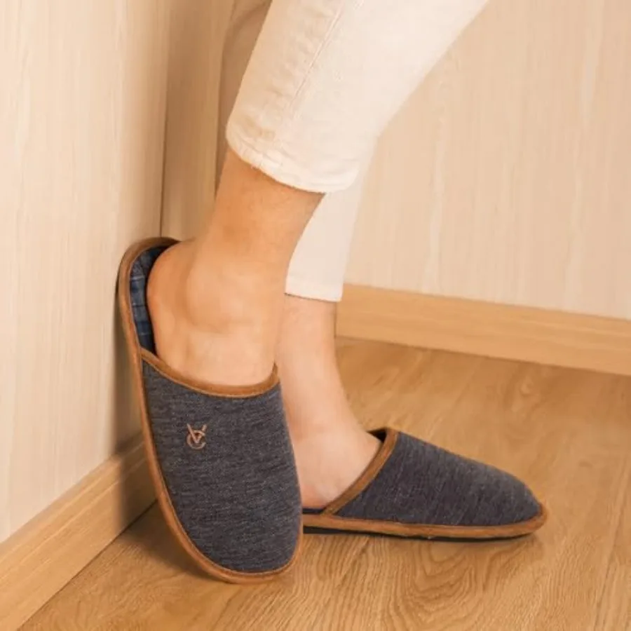 VeraCosy Men's Knitted Scottish Slippers with Soft Memory Foam Non Slip Indoor Rubber Sole soft, comfortable, suitable, Non Sli view 3