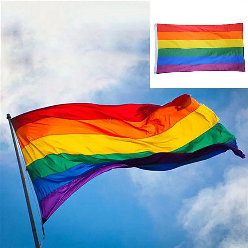 90x60cm Rainbow hanging Flag Lesbian Gay Parade Banners LGBT Friendly Banners Pro Lesbian Pride LGBT Polyester Colorful Flags