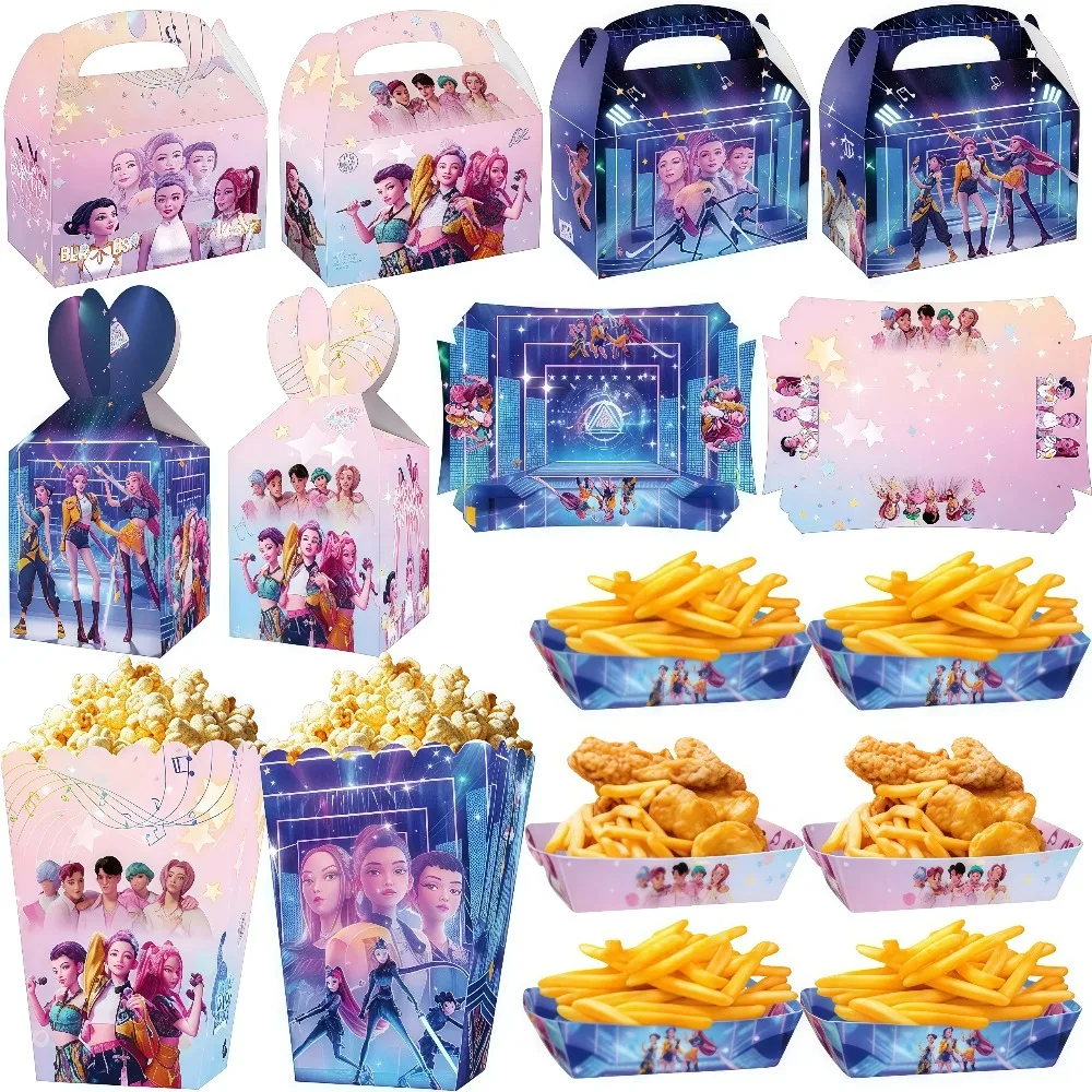 جديد KPop شيطان الصيادين موضوع طفل حفلة عيد ميلاد لوازم الفرنسية فراي صناديق علبة تعبئة المواد الغذائية للحلوى الفشار صندوق صينية هدية #2