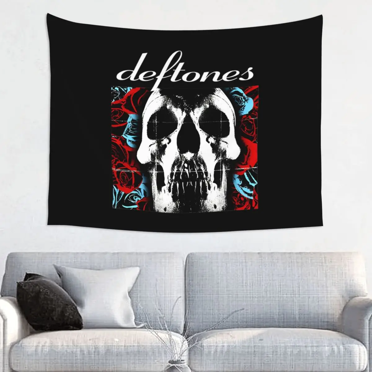 Deftones Skull Tapestry Wall Hanging Print Polyester Tapestries Metal Punk Rock Music INS Decoration Room Decor Wall Cloth