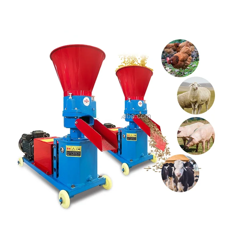 livestock poultry chicken cattle goat animal food making maker press pelletizer granular feed pellet processing machine for farm