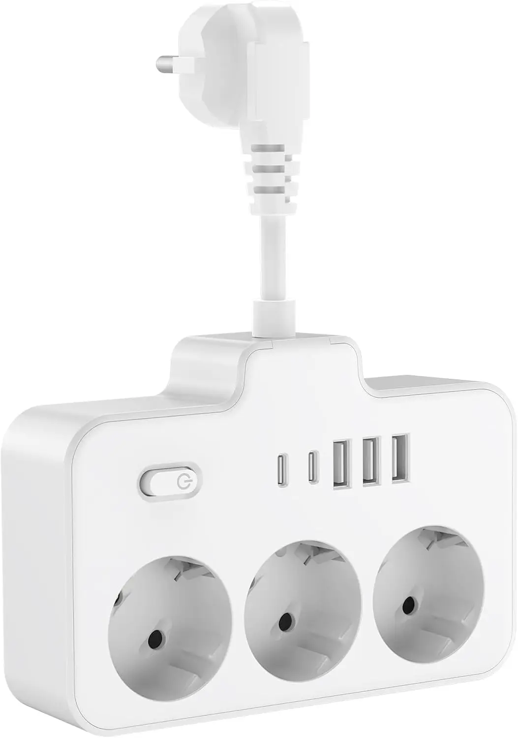 1 white Power Strip and Surge Protector, 3 AC Outlets, 3 USB Ports and 2 Type C Port,for Office, Home#Color:black
