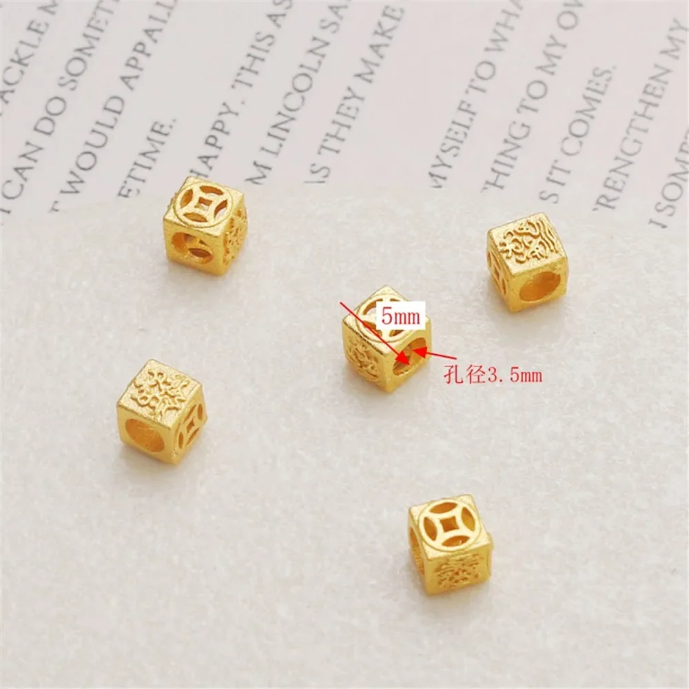 

18-каратное матовое золото, толстый матовый узор, 6 мм, дыня, круглая бусина, колесо, квадратная бусина, браслет «сделай сам», ожерелье, аксессуары из бисера