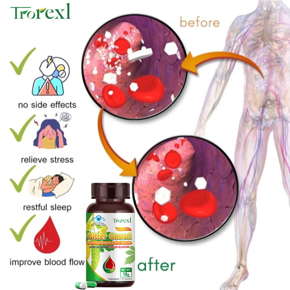 Trorexl 60 bitter melon capsules 18000mg total flavonoids buckwheat mulberry leaf extract