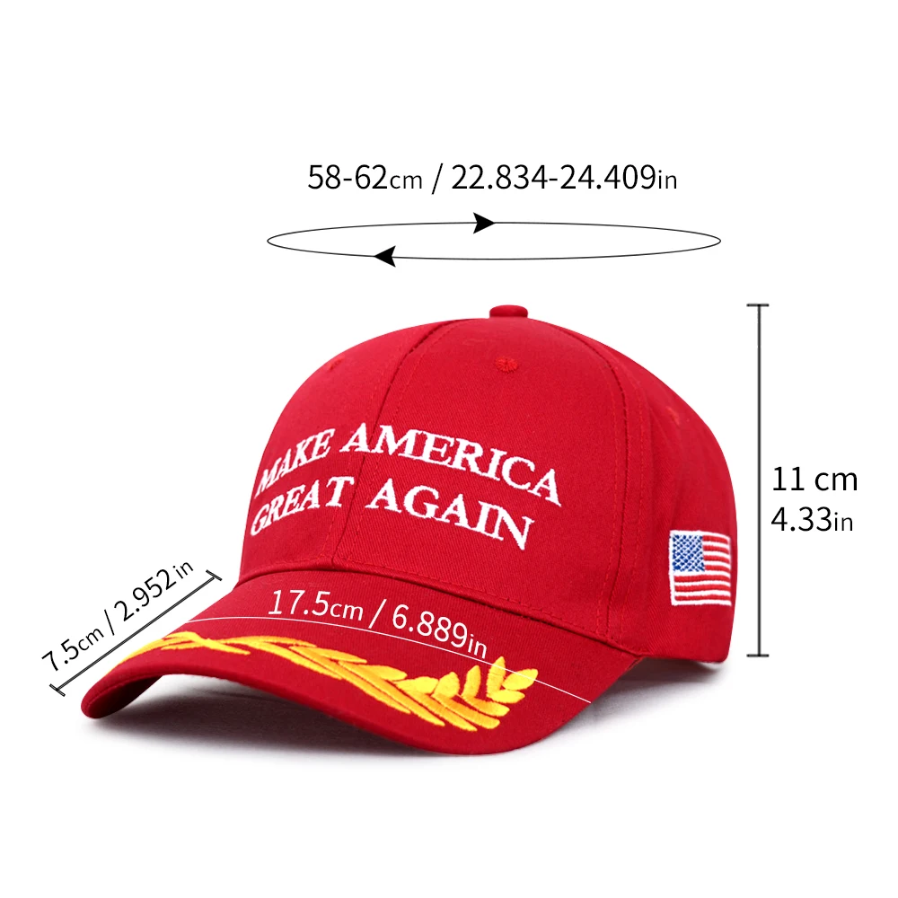 Make America Great Again Donald Trump Hat Adjust Funny Adjustable Red Baseball Cap Patriots President American USA Flag Hat