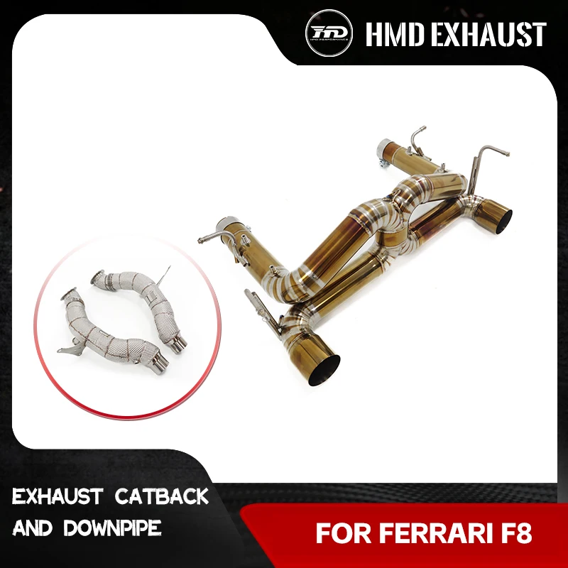 

HMD Hot Sale Exhaust TC4 Catback for Ferrari F8 With Catalytic Converter Downpipe Easy Installation Straight Exhaust