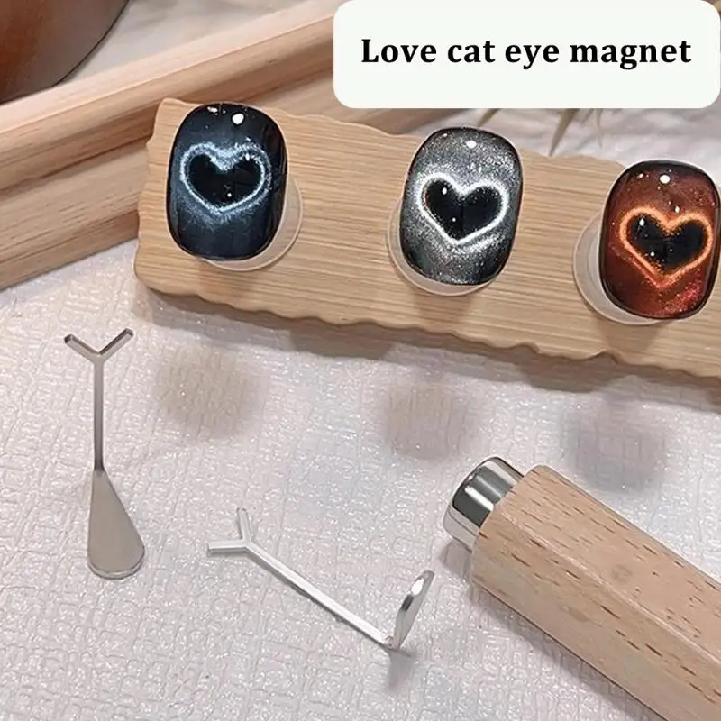 Outils de fil de bâton d'aimant d'ongle en forme de Y, pour créer des formes de coeur et de lingots sur les ongles, aimant d'ongle d'oeil de chat de coeur d'amour, accessoires d'art