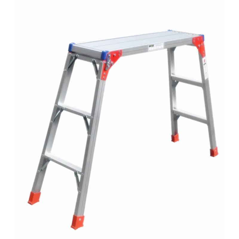 Portable anti-skid safety work platform ladder aluminum alloy folding stool for warehouse car wash or scaffolding