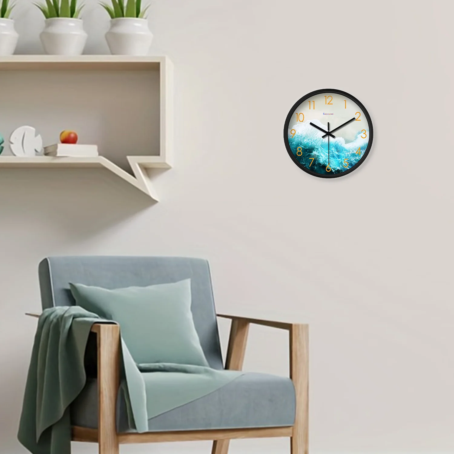 8 inç Modern Moda Sahil Plaj Desen Plastik Cam Duvar Saati Oturma Odası Yatak Odası Mutfak Ev Dekorasyon Duvar Saati Sessiz Kuvars Saat Tatil