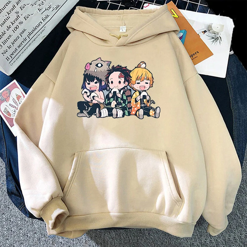 New Anime Hashibira Inosuke Kamado Tanjirou Agatsuma Zenitsu Cartoon Print Hoodie Fashion Women Men Casual Tops Pullover Hoodies