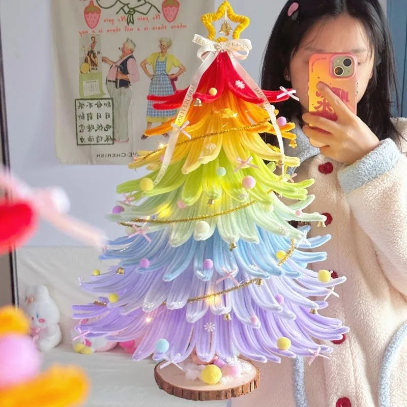

Rainbow Pipe Cleaner Christmas Tree Kit, Giant DIY Craft Ornament for Teens & Adults, Fun Holiday Activity & Unique Gift