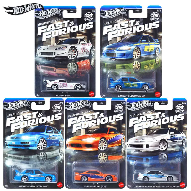 Mattel Hot Wheels Silver Series Fast & Furious 25th Theme Surtido 1/64 Coches Die-Cast - 2025 Nuevo modelo de vehículo de juguete