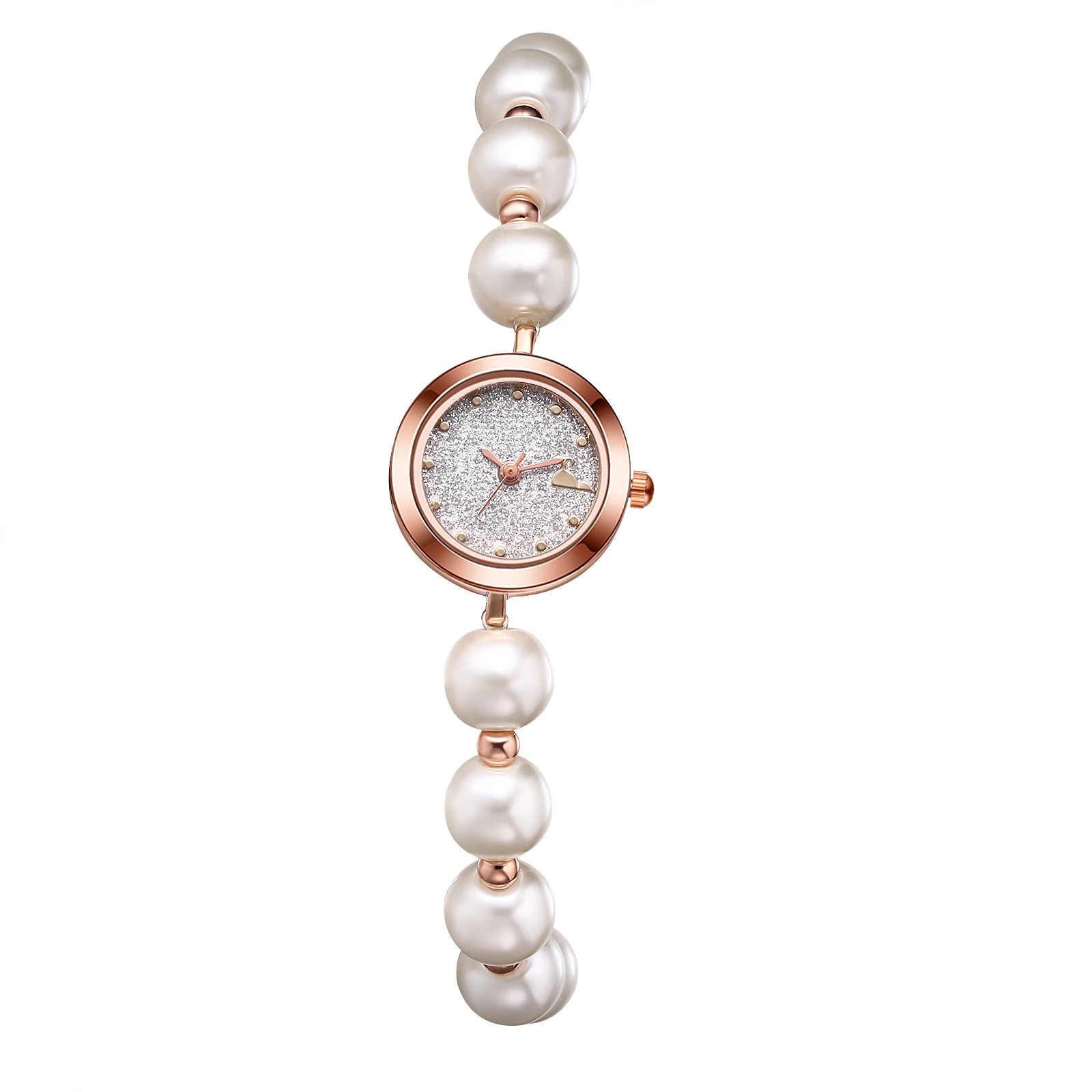 

JEWELRYWE Analog Quartz Ultra-thin Circular Dial Adjustable Pearl Watch with Dot Dial Women's Bracelet Watch