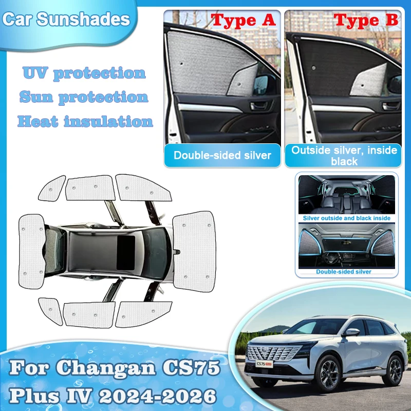 

Car Sun Shade For Changan CS75 Plus IV Accessories 2025 2024 2026 Sunshades Windshield Side Window Curtain Covers Auto Tools