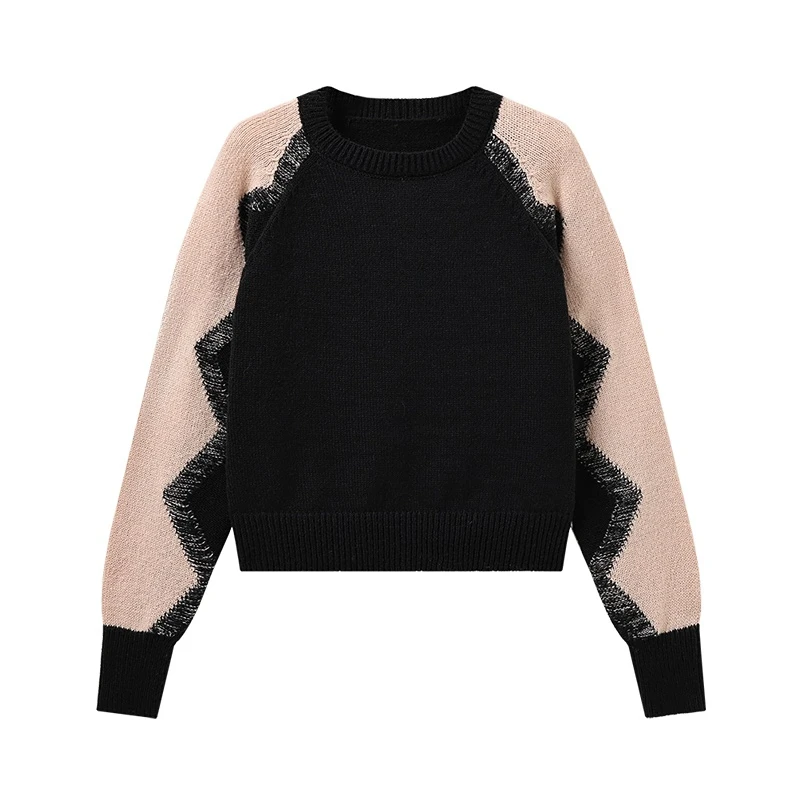 

Women Pullover Female Casual Sweater O-neck Long Sleeve Fashion Sweater Autumn Winter Style Jumper Contrast Casual Tops F51