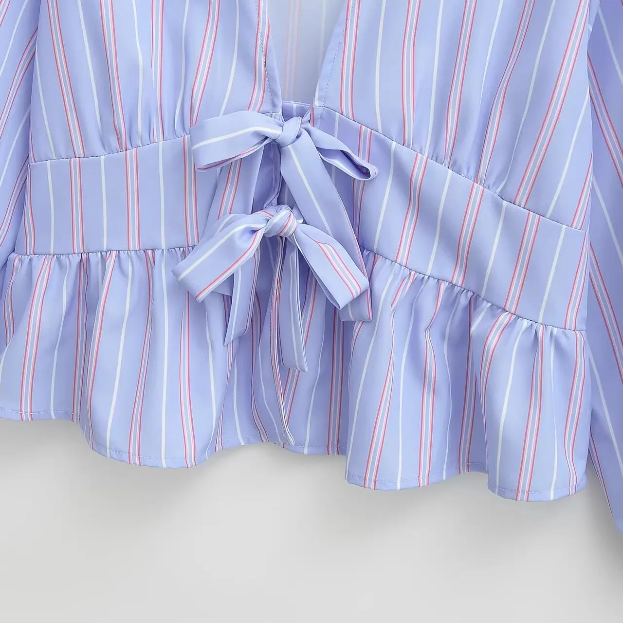 Pantaloni decorativi con nodo irt a righe da donna New Sle primaverili Sle francese vestibilità ampia lunga Sve poliestere V-ne