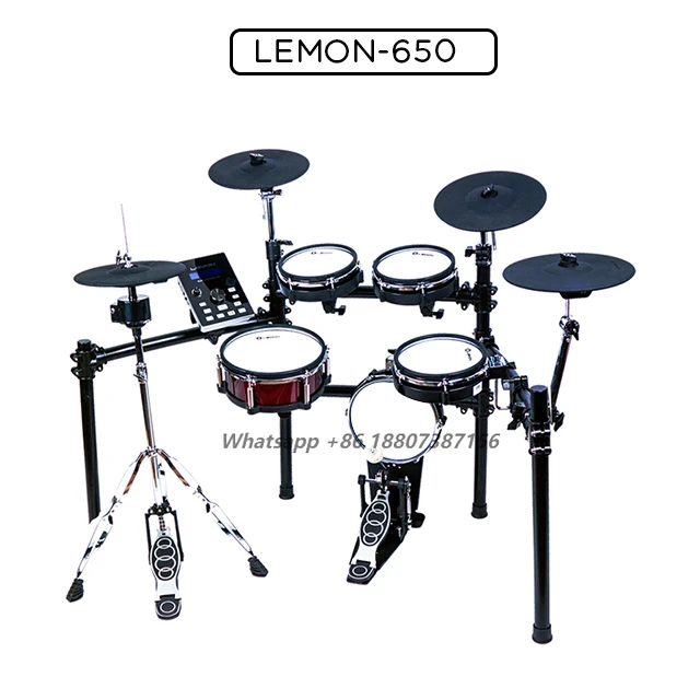 

Lemon drum T650 9-piece mesh head wooden snare digital drum set electronic drum kit