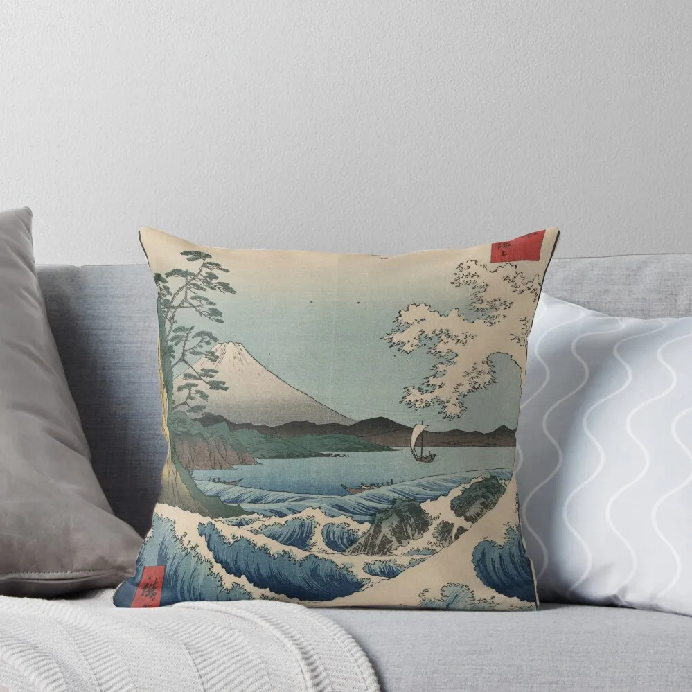 

Ando Hiroshige - Sea At Satta In Suruga Province Throw Pillow Christmas s Covers pillow