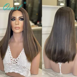 Wigs Ladies Real Hair Chocolate Brownish Lace Frontal Wig Caramel Blonde Highlights 13x6 Human Hair Straight Lace Wigs Qearl