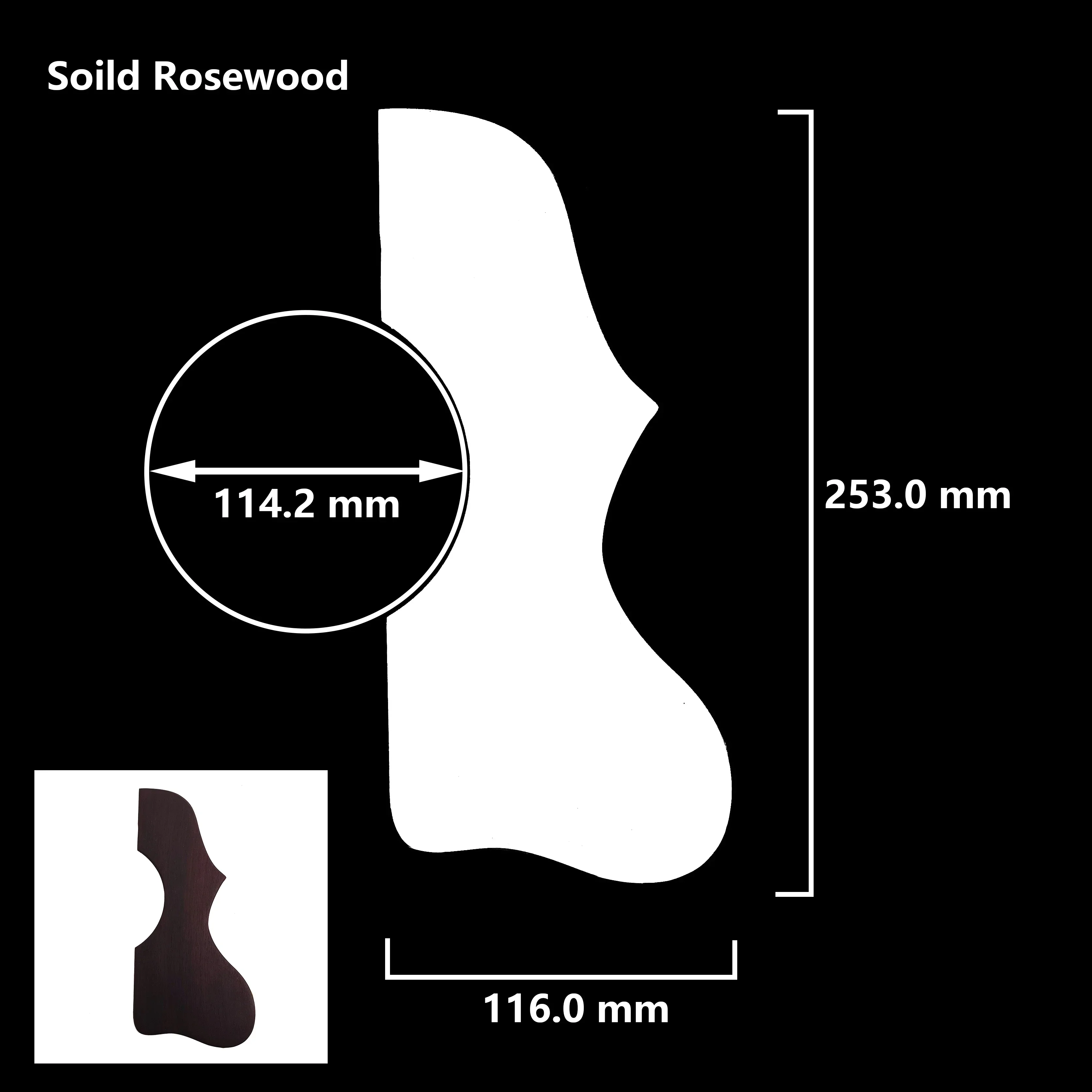 Solid Rosewood กีตาร์อะคูสติก Pickguard Self Adhesive สําหรับ J200 SJ200 หรือ 41 นิ้ว 43 นิ้วกีตาร์อะคูสติกพื้นบ้าน Scratch PLATE