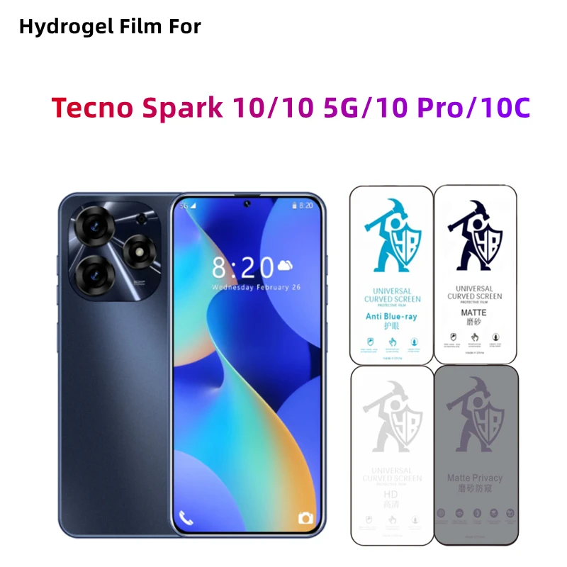 

2 шт. матовая гидрогелевая пленка для Tecno Spark 10/10Pro HD Защитная пленка для экрана Tecno Spark 10C/10 5G для ухода за глазами, антишпион, матовая защита