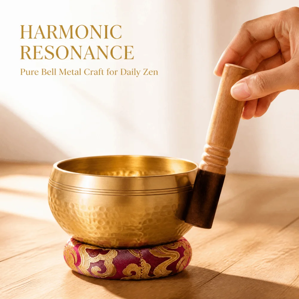 3pcs Durable Hand Hammered Singing Bowl Flat Bottom Bell Metal Sound Bowl 8cm Caliber Meditation Singing Bowl For Relaxation