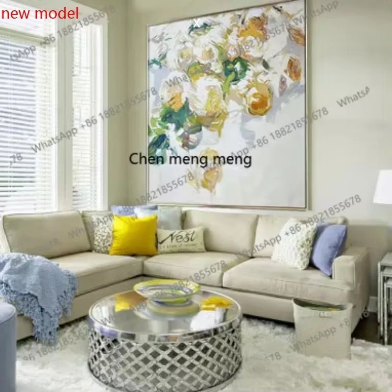 A74Pure hand-painted, modern abstract oil painting decoration, living room, light luxury entrance hanging paintings